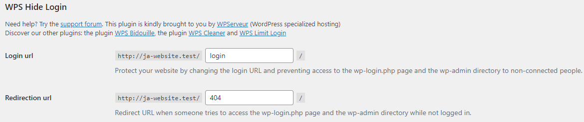 instellen WPS Hide Login plugin voor Wordpress